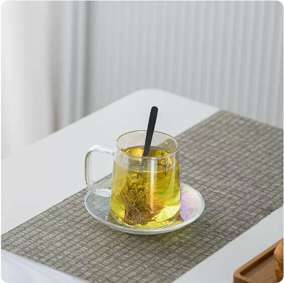 Hot push glass tea cup [gold painted - transparent color]