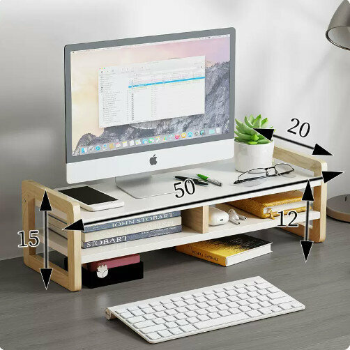 Popular wooden storage rack (Nordic white elevated rack [double layer])