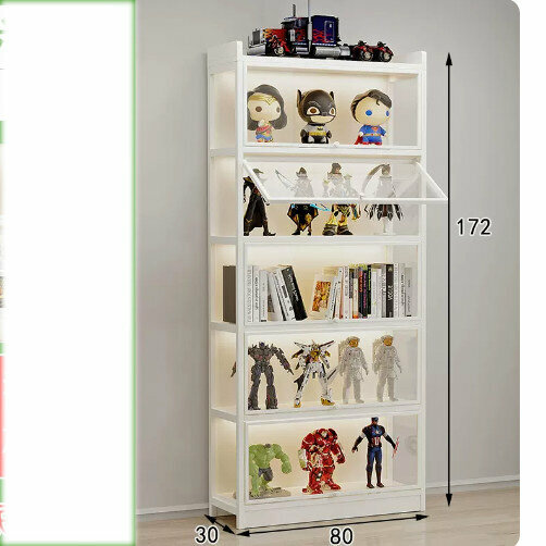 爆款透明儲物櫃展示櫃（白色六層80【手辦櫃】）