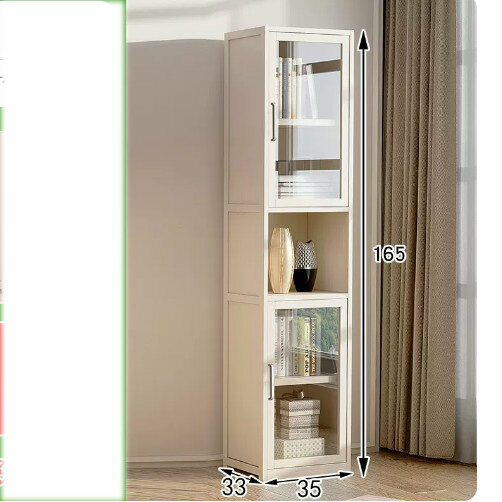 爆款透明儲物櫃展示櫃（窄櫃一面透明【大號北歐白】）