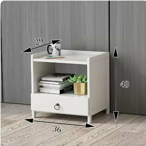 Popular home storage cabinet bedside table (bedside table with a large drawer (Nordic white))