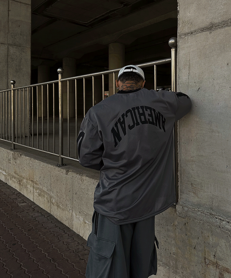 反面美國網眼運動長袖T恤