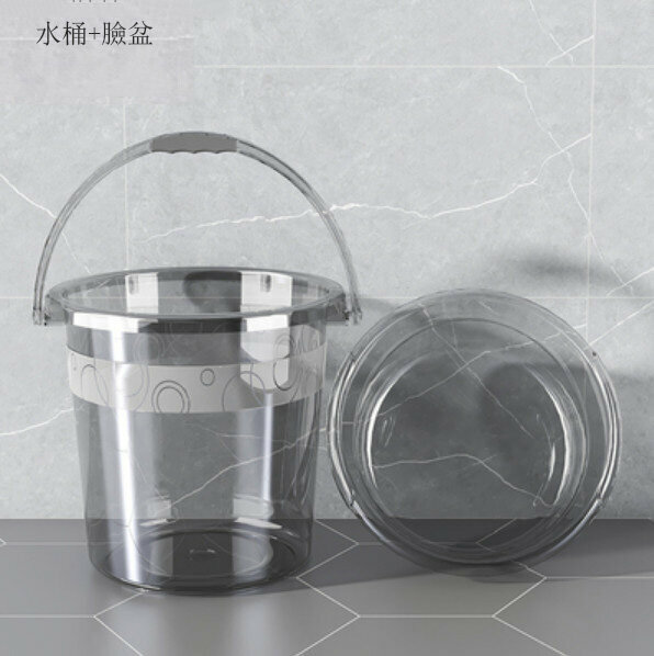 新款水桶（透明黑-大號水桶+大號深盆）