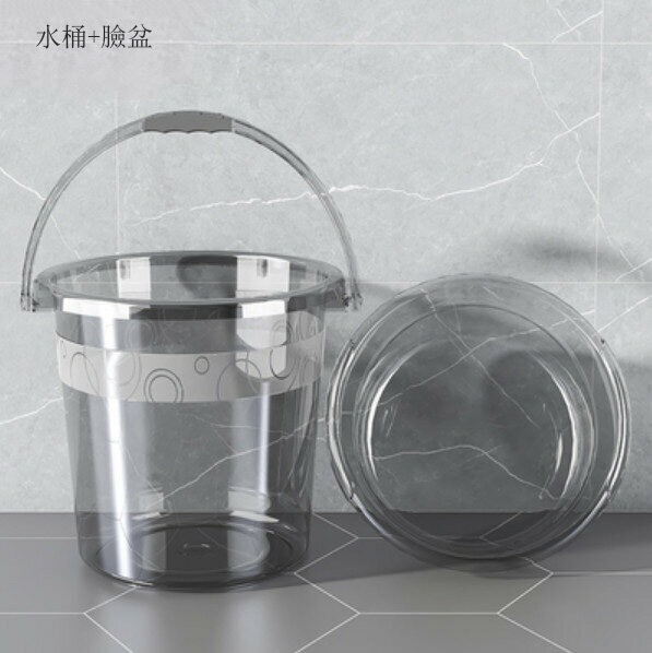 新款水桶（透明黑-加大號水桶+加大號深盆）