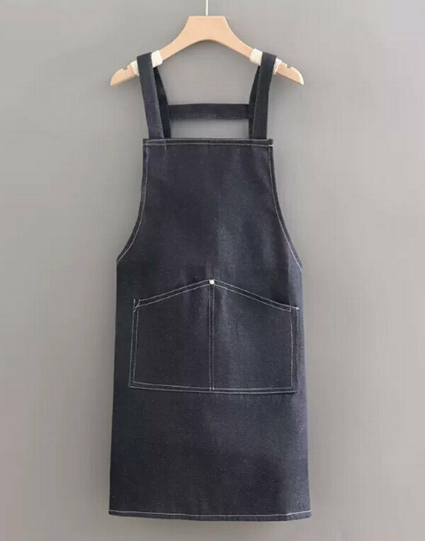 New one-size-fits-all anti-fouling work apron-denim suspenders mountain pocket-sleeveless