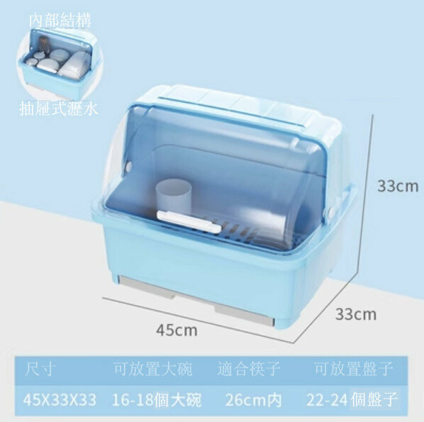 新款廚房碗筷收納瀝水碗櫃（特大號-璀璨藍）