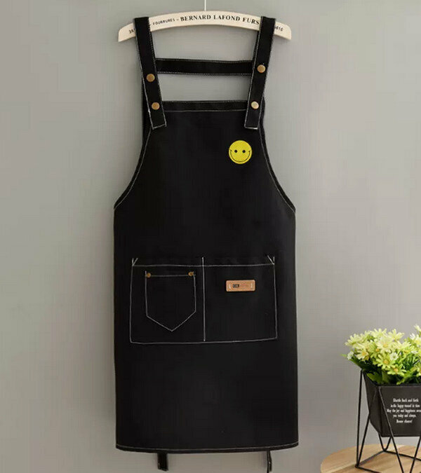 New fashionable one-size-fits-all apron-strap canvas-little smiley face-black