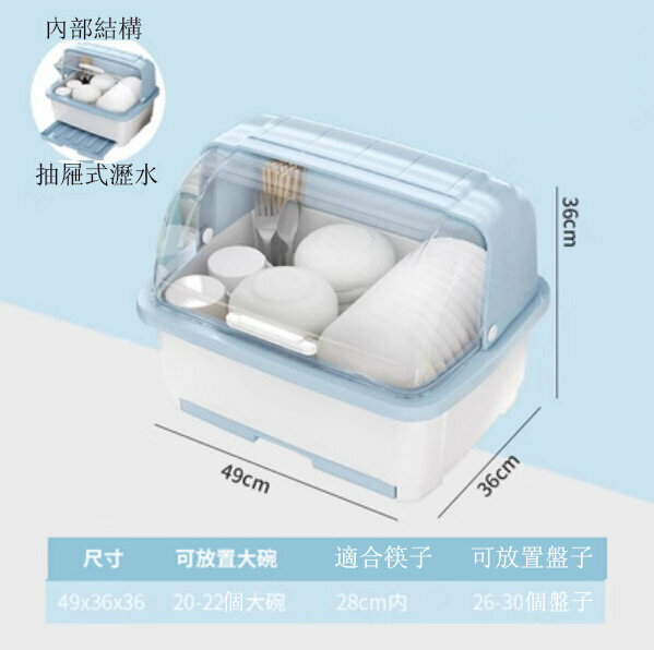 新款廚房碗筷收納瀝水碗櫃（特加大號-聖潔藍）