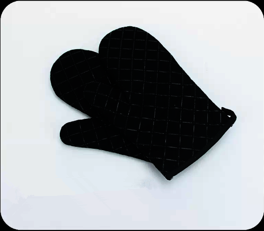 New heat-insulating anti-scald gloves (black with silicone texture) (Specification: 28*18CM)