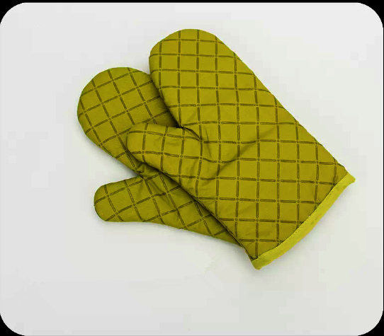 New heat-insulating anti-scalding gloves (green with silicone texture) (specification: 28*18CM)