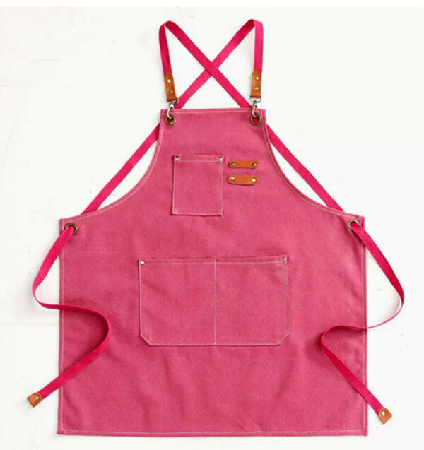 New style washed thick canvas cross adult pink-one size apron