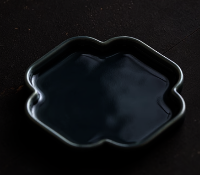 新款復古陶瓷茶果盤(如意盤-霽藍)(尺寸:長13CM 寬13CM 高1.5CM)