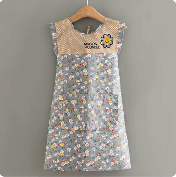 New style waistcoat apron [Floral Sunflower Vest Blue] [Specification: 90*90CM]