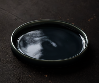 新款復古陶瓷圓形茶果盤(霽藍)(尺寸:寬約12.6CM)