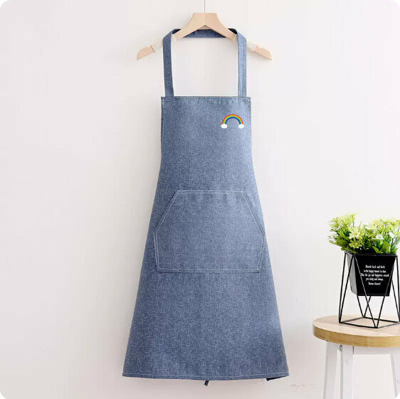 New fashionable and cute apron [Canvas pure cotton halter neck ingot pocket-Little Rainbow] [Specification: 76*68CM]