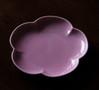 熱賣復古陶瓷花瓣茶果盤(胭脂紅)(尺寸:直徑15CM*高1.8CM)