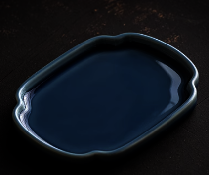 新款復古陶瓷方形平底茶果盤(霽藍)(尺寸:長16.5CM*寬12.5CM*高1.5CM)