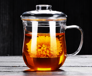 Hot selling tea cup glass filtered scented tea household cup with lid and handle (specification: [3-piece set] 350ml exquisite cup)