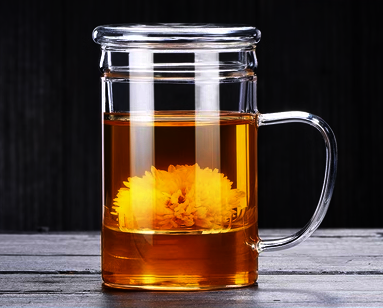 Hot selling tea cup glass filtered scented tea household cup with lid and handle (specification: [3-piece set] 450ml intuitive cup)