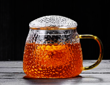 Hot selling tea cup glass filtered scented tea household cup with lid and handle (specification: [3-piece set] 460ml dragon scale cup)