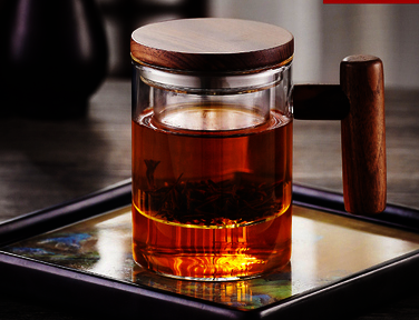 Hot-selling tea cup glass filtered scented tea household cup with lid and handle (Specification: [Intuition Spiritual Empty Cup] 450ml transparent color round handle)