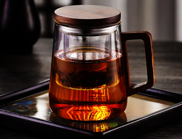 Hot-selling tea cup glass filtered scented tea household cup with lid and handle (Specification: [Yamagata Ling Kong Cup] 550ml transparent color square handle)