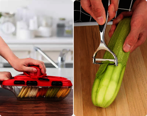 Hot selling multifunctional vegetable cutter (7 blades + stainless steel paring knife) (Specification: 38*21*11CM)