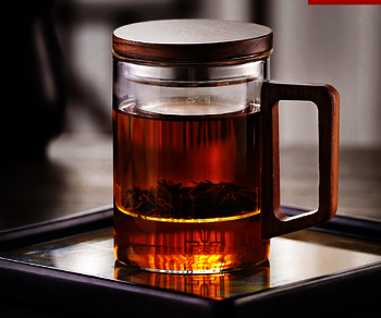 Hot-selling tea cup glass filtered scented tea household cup with lid and handle (Specification: [Intuition Spiritual Empty Cup] 450ml transparent color square handle)