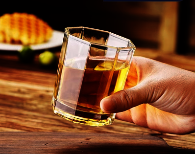 Hot selling transparent glass cup without lid water cup tea cup beer cup (specification: short 180ml octagonal cup)