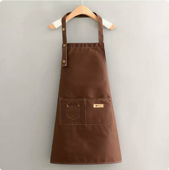 Hot Selling Cute Apron [Hangneck Canvas Sewing Thread Pure Brown Adult] [Specification: 69*76CM]