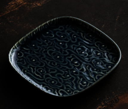 Hot selling Chinese ceramic tea tray (Guanzen Xiangyun square plate large size - Jilan) (size: length 20.2CM*height 2CM)