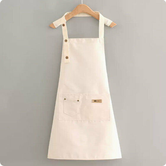 Hot selling cute apron [halter neck canvas sewing thread pure beige adult] [Specification: 69*76CM]