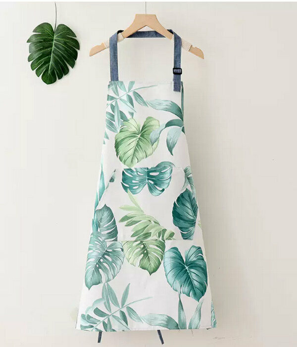 Hot Selling Halterneck Pure Cotton Canvas Monstera-One Size Work Wear Apron