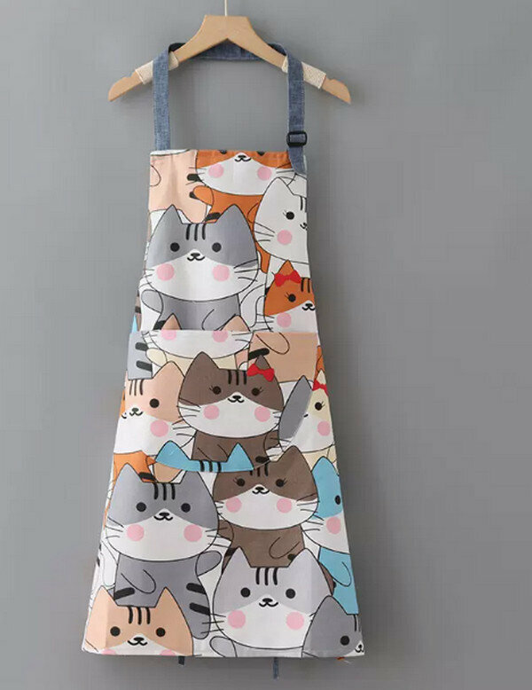 Hot Selling Halterneck Pure Cotton Canvas Lots of Cats-One Size Work Wear Apron