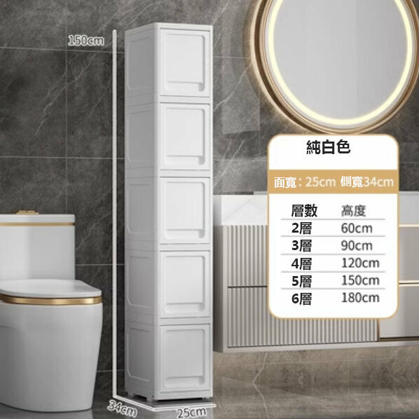 熱賣收納箱翻蓋式儲物櫃（5層）（純白色25cm面寬）