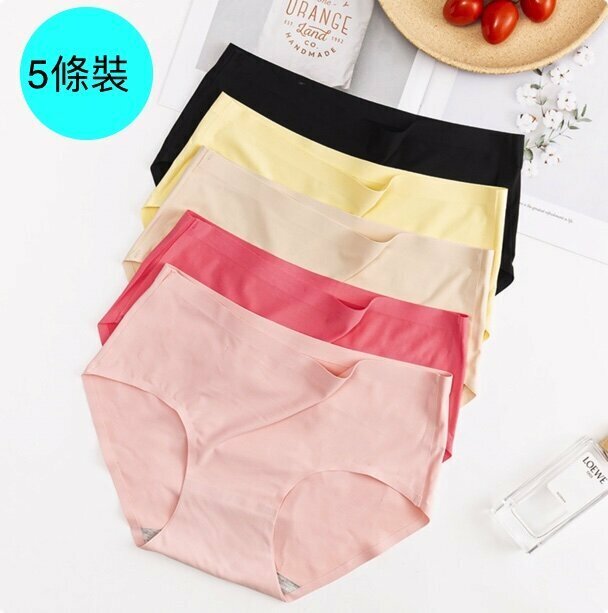 【5 Pack】 Mid-rise Ice Silk Seamless Briefs (One Size) [Color Random]