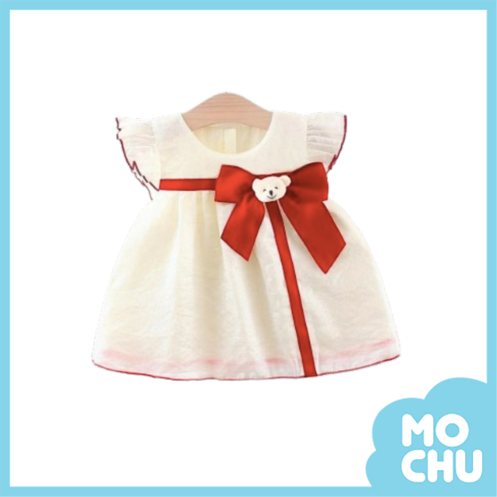 小熊蝴蝶結飛袖連身裙(二色)
