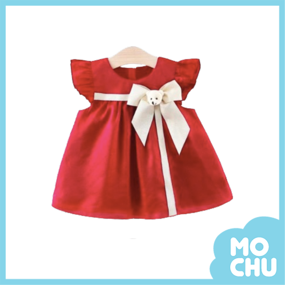 小熊蝴蝶結飛袖連身裙(二色)