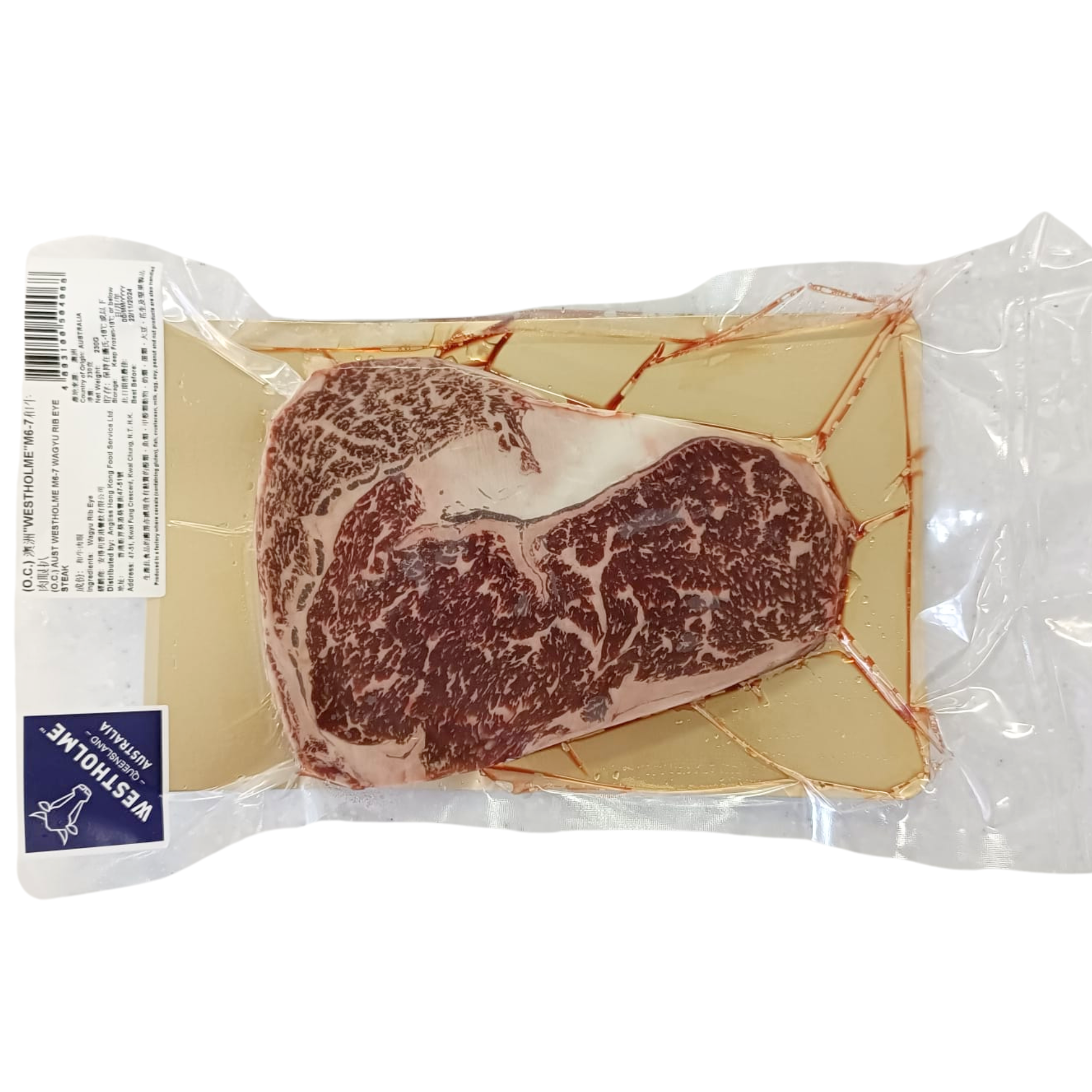Australia Westholme M6-M7 Wagyu Rib Eye Steak ,Fixed Price 230g / pack +/- 5% ( Frozen -18℃)