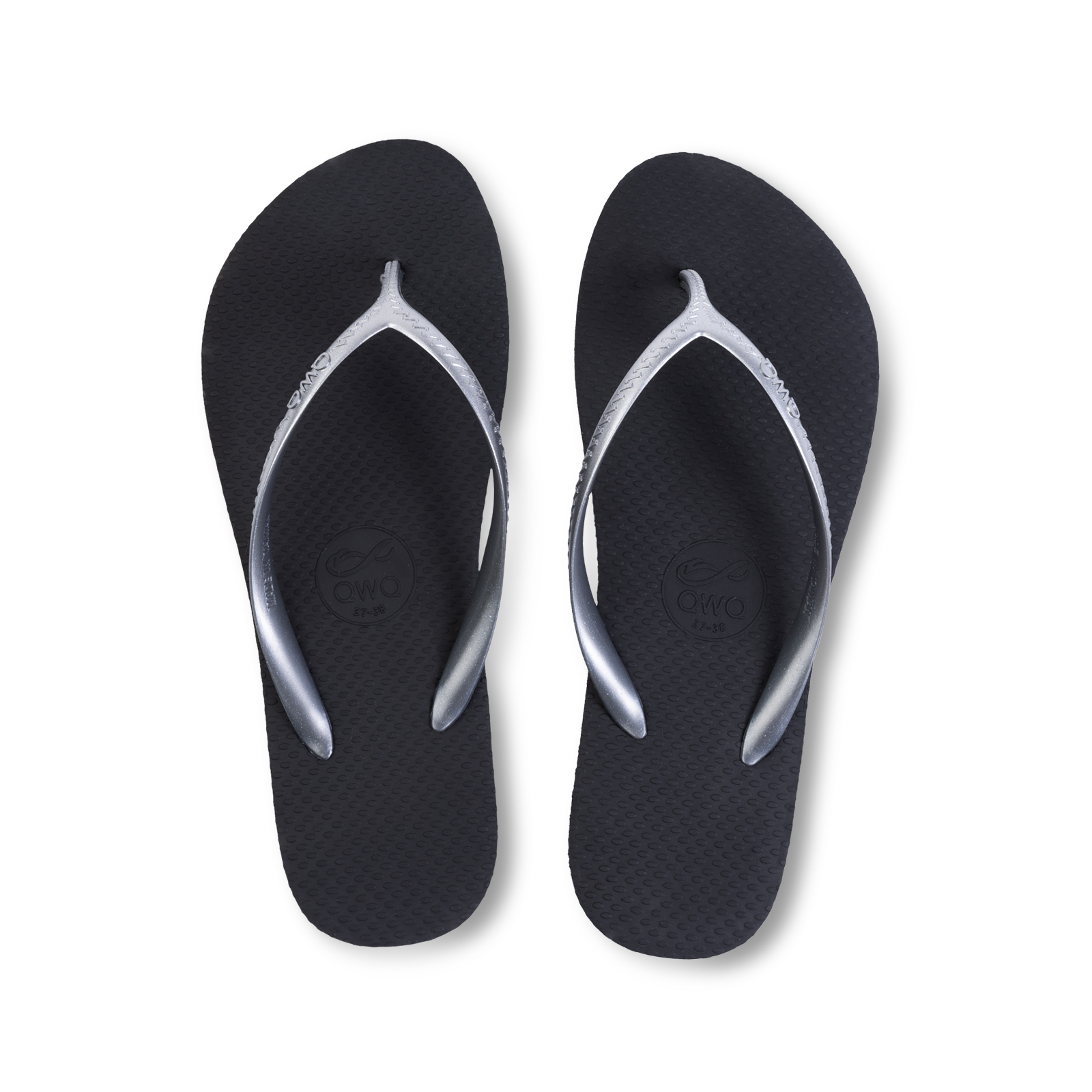 Glint微光系列 未來銀漸層 曜石黑 女款平底人字夾腳拖