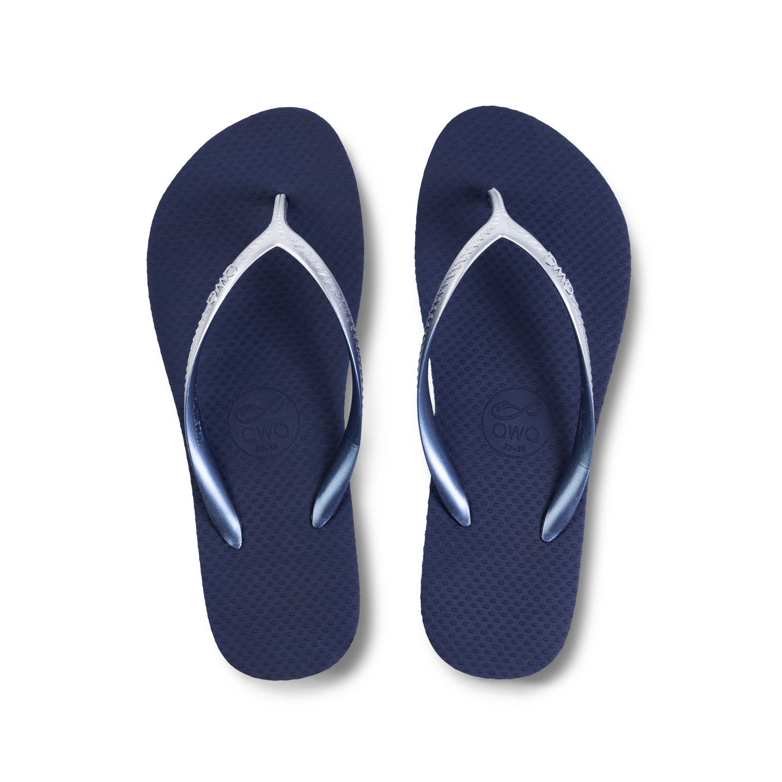 Glint微光系列 未來銀漸層 藏青藍 女款平底人字夾腳拖