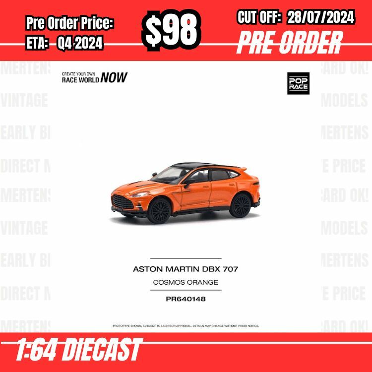 PO-$98  * Pop Race * 1:64 ASTON MARTIN DBX 707 - COSMOS ORANGE [OD18/07]