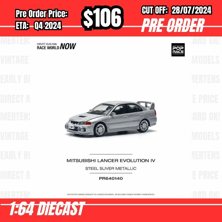 PO-$106 * Pop Race * 1:64 MITSUBISHI LANCER EVOLUTION IV - STEEL SILVER [OD18/07]