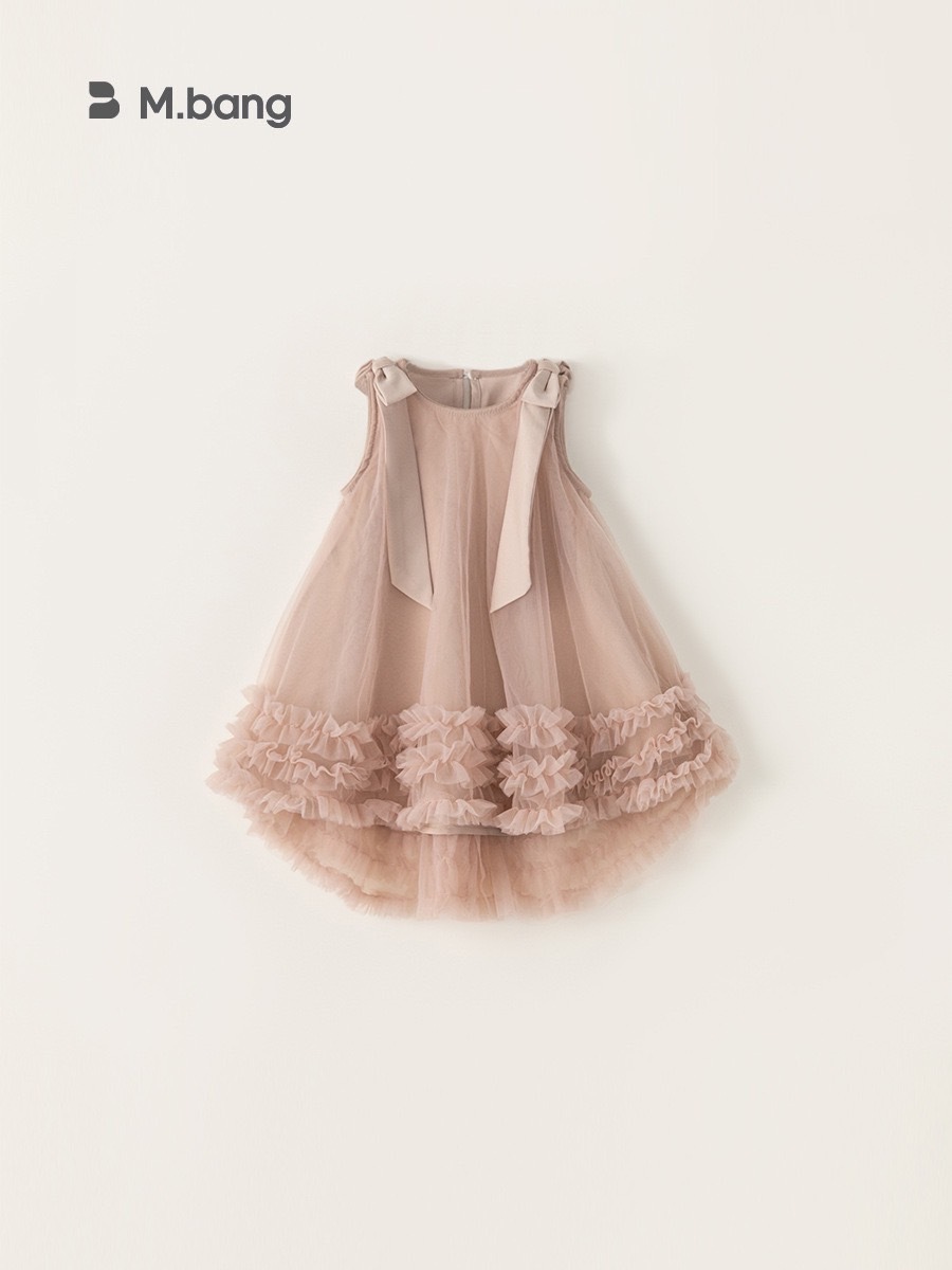 蝴蝶結花瓣紗裙洋裝