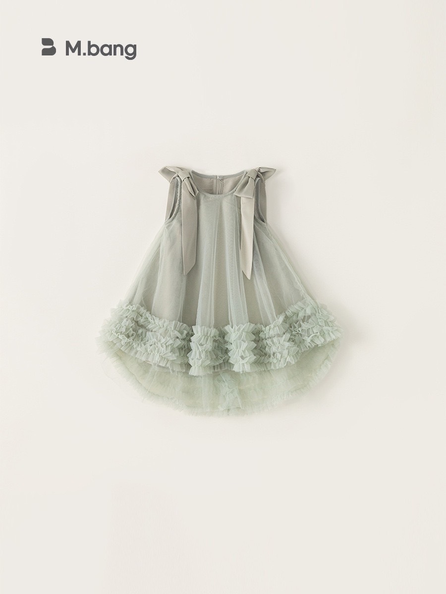 蝴蝶結花瓣紗裙洋裝