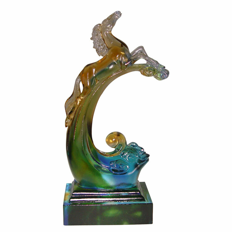 鹿港窯禮品館│琉璃 擺飾 志在千里 │桌面工藝品 開業開市禮品 辦公室裝飾品