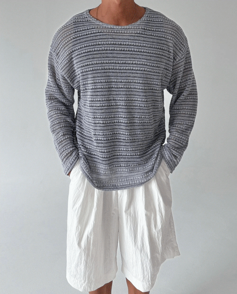 網眼鏤空沙灘長袖T恤