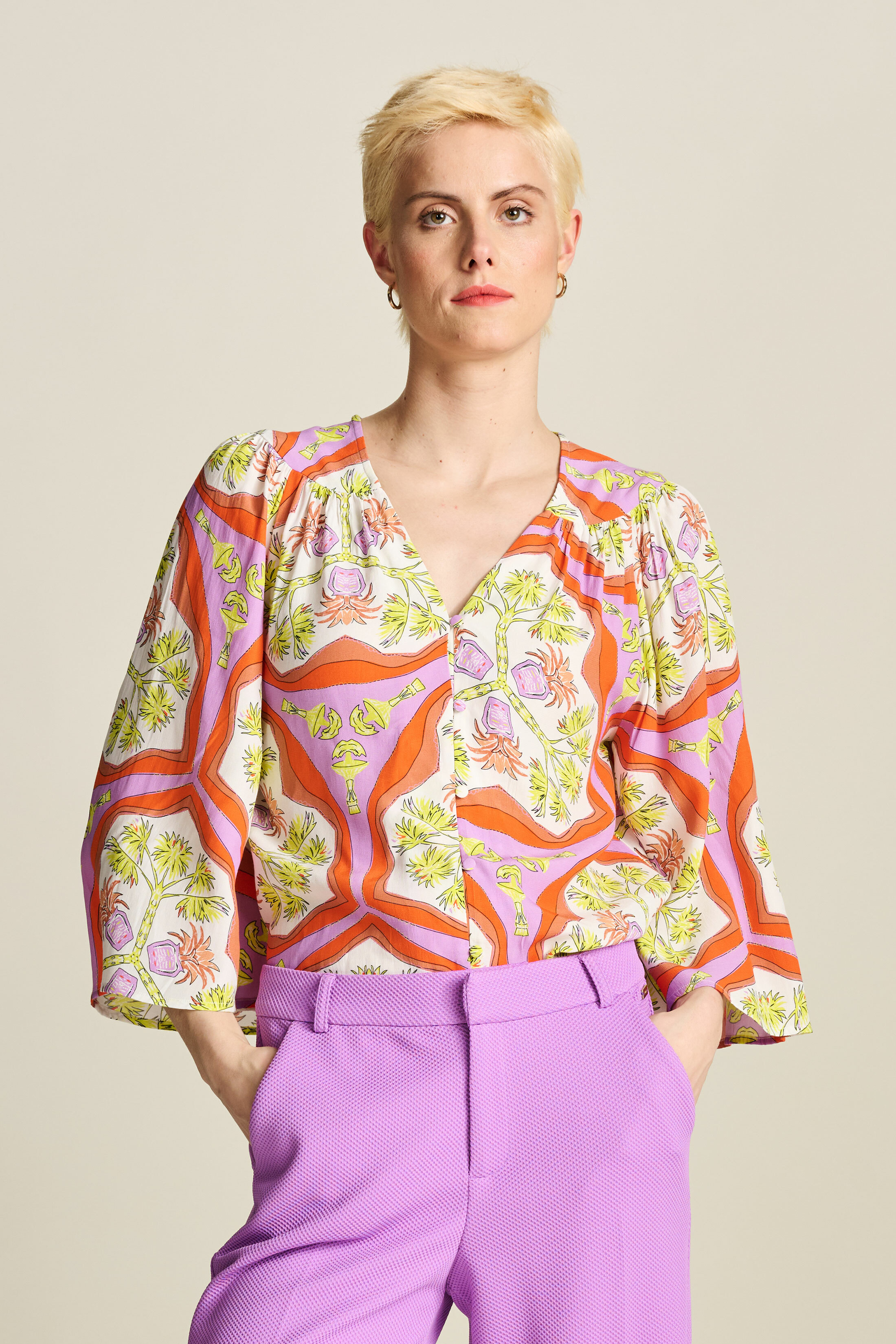 POM 手繪印花和服袖上衣