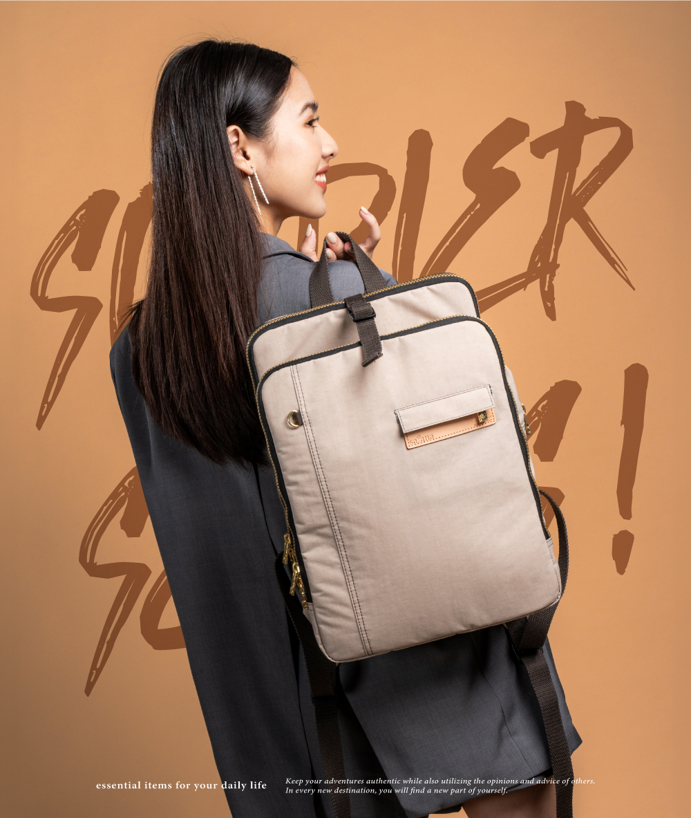 satana Soldier 趣淘三明治後背包-奶茶色 SOS2432-419 形象照