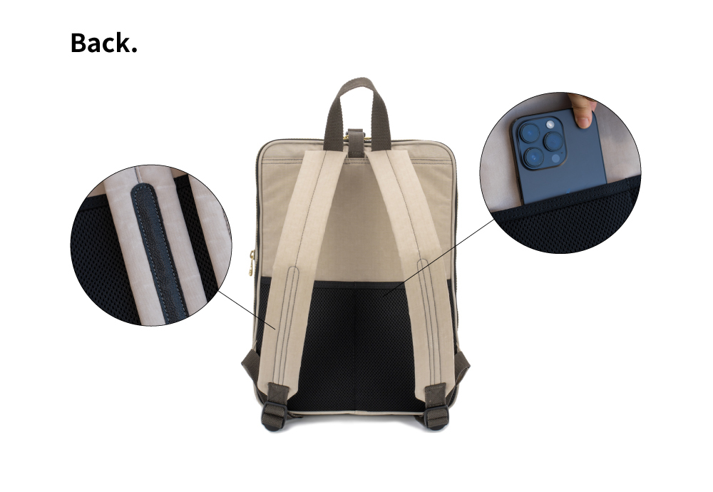 satana Soldier 趣淘三明治後背包-奶茶色 SOS2432-419 背面照
